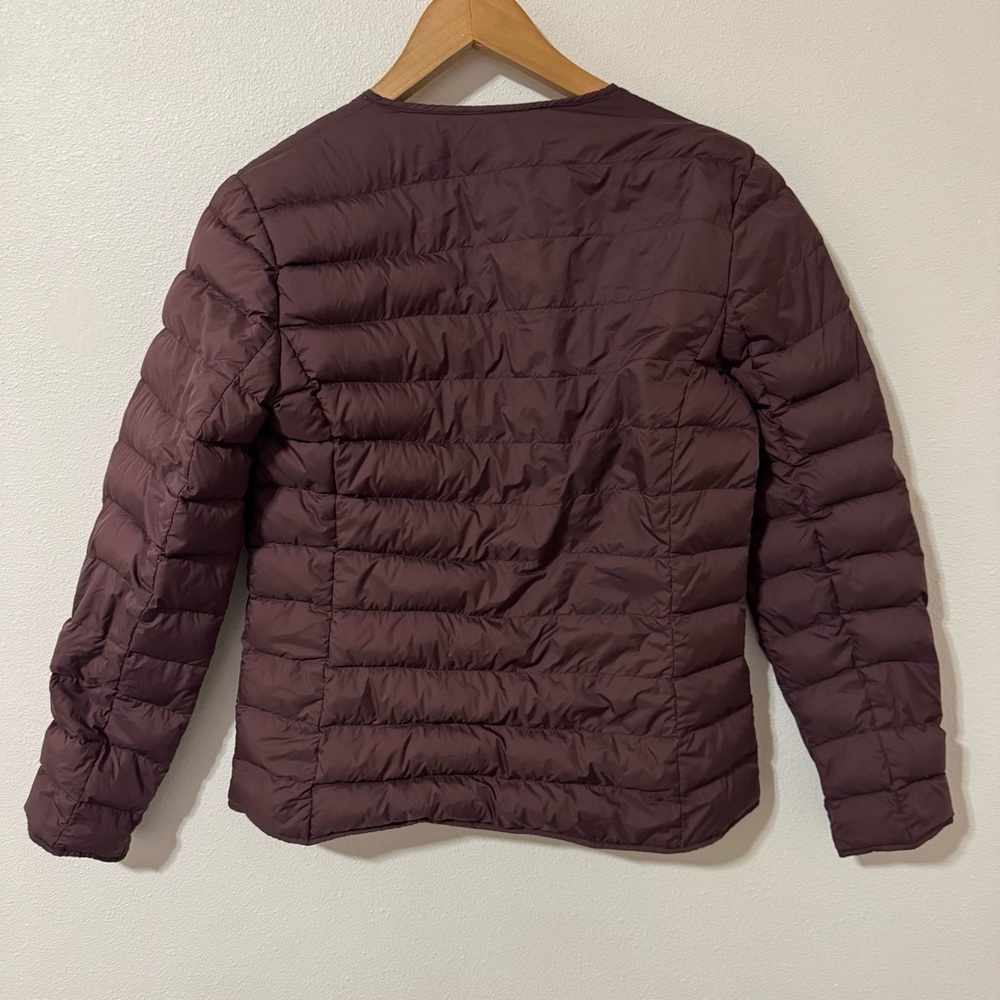 Comptoir Des Cotonniers Plume Down Quilted Puffer Jacket Burgundy Collarless-S - Picture 2 of 12